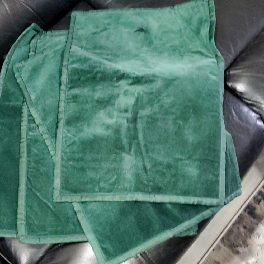 Set of 4 new green velvet placemat